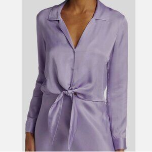L'Agence Women's Purple Stain Collared Long Sleeve Blouse Top Size XS